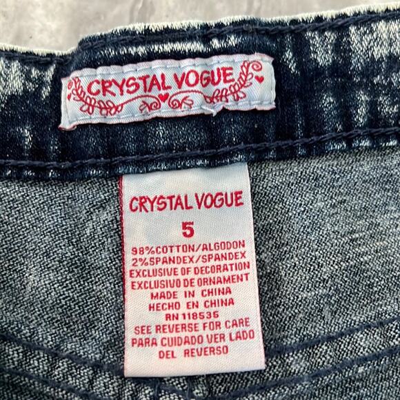 Crystal Vogue Shorts Juniors Sz 5 Stretch Denim High Waist Jeans Short shorts - Picture 4 of 8
